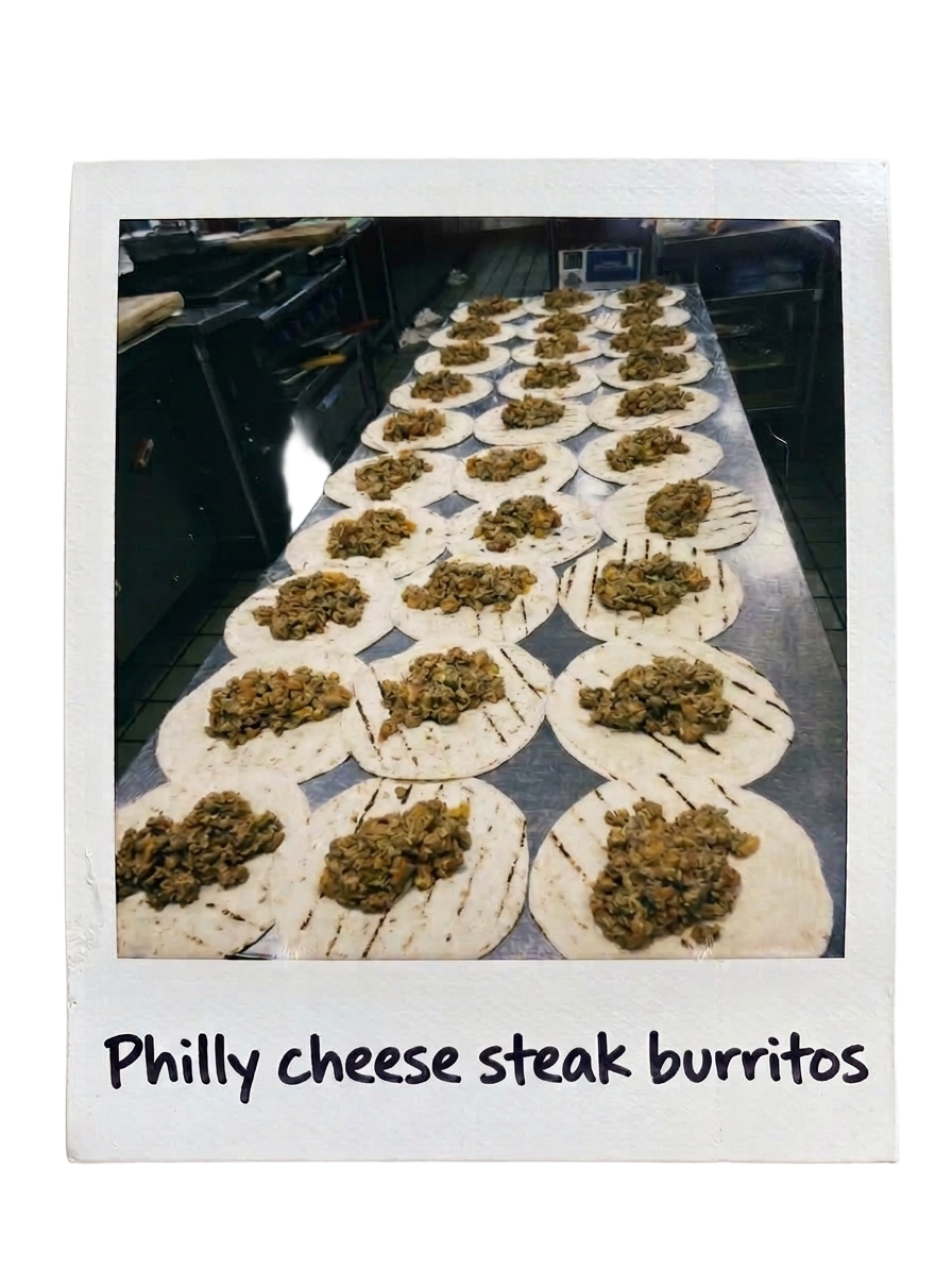 Philly cheese steak burritos